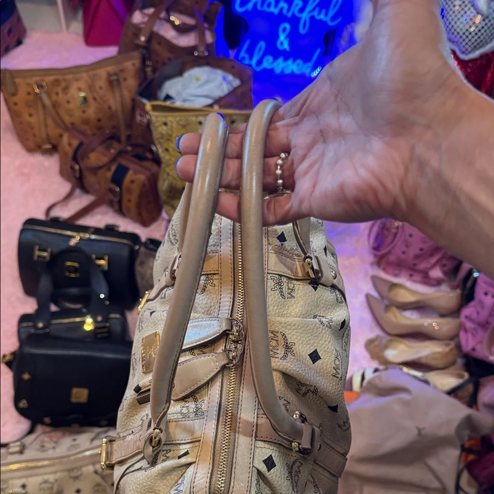 MCM Tan Monogram Satchel - Picture 3 of 9